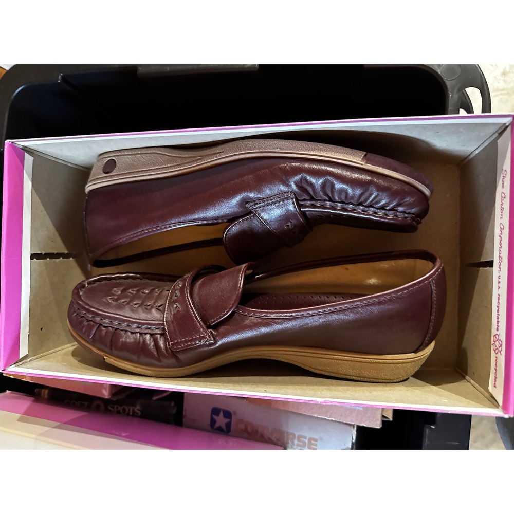 Soft Spots Venus Wine Burgundy Leather Comfort Loafers Shoes 2189 Womens 10.5 M